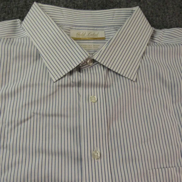 Roundtree & Yorke Gold Label Dress Shirt Mens Big 19 34/35 Non Iron Twill Stripe - Picture 10 of 12